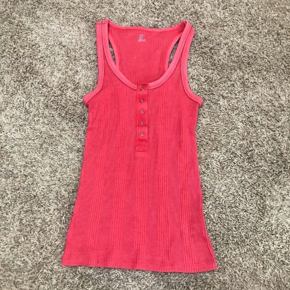 aerie Tops Aerie Waffle Knit Snap Henley Tank Poshmark
